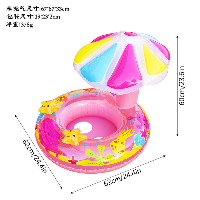 Inflatable PVC Summer Swimming Ring Mushroom Sunshade for Kids