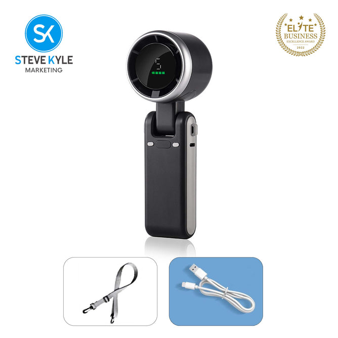 Rechargeable 3-in-1 Handheld Portable Turbo Fan with Lanyard