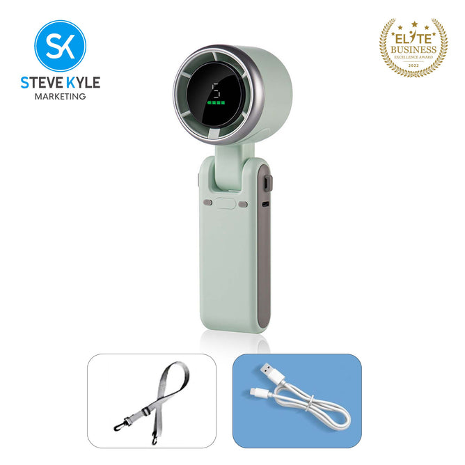 Rechargeable 3-in-1 Handheld Portable Turbo Fan with Lanyard