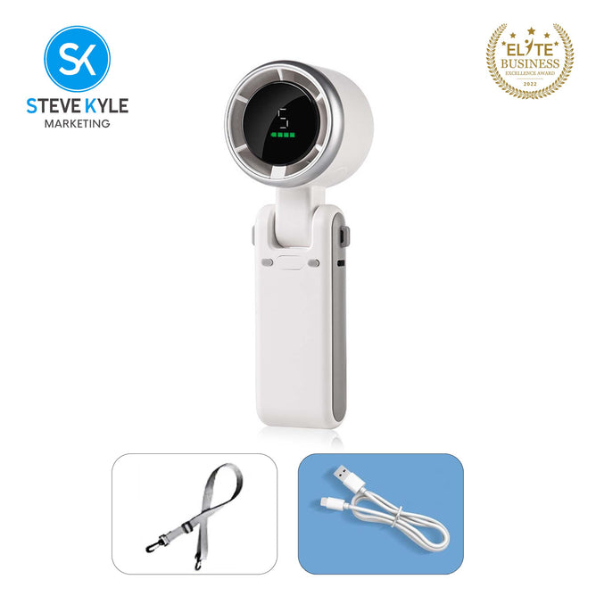 Rechargeable 3-in-1 Handheld Portable Turbo Fan with Lanyard