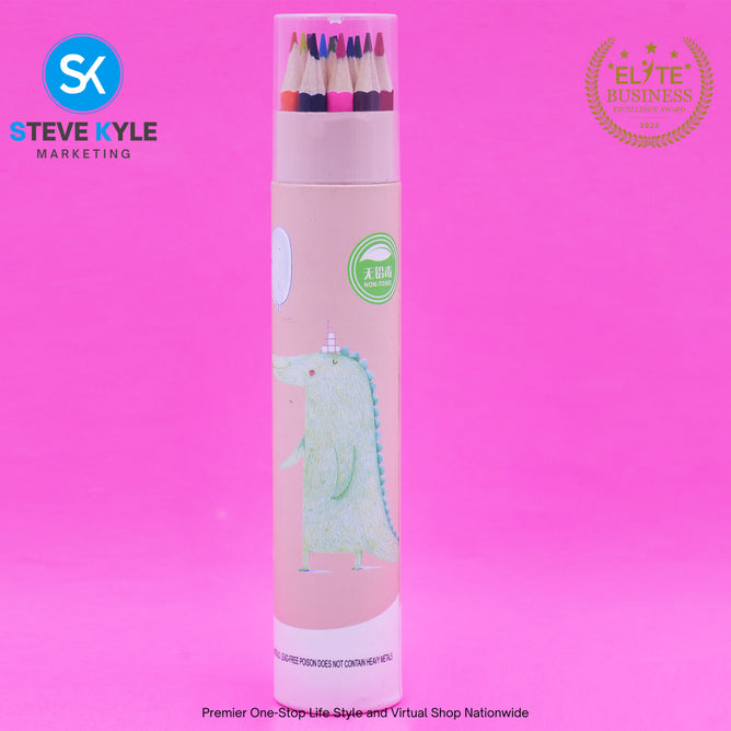 12 Colors Creative Stationery Color Pencil Best Gift for Kids Draw with Colorful Design with Box