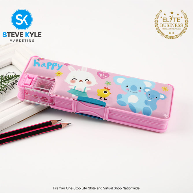 Double Sided Opening Magnetic Pencil Case for Kids Children Pencil case with Sharpener