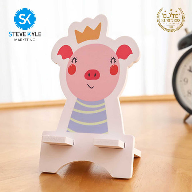 Cute Cartoon Wood Mobile Phone Holder Support Creative Wooden Desk Phone Stand