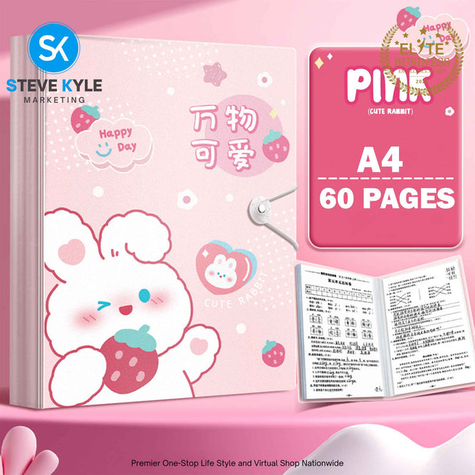 A4 Cute Kawaii Design 60Pages Info File Folder Multi-Layer Large Capacity School Supplies