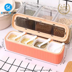 4in1 Seasoning Jar Kitchen Glass Seasoning Bottle and Jar Set