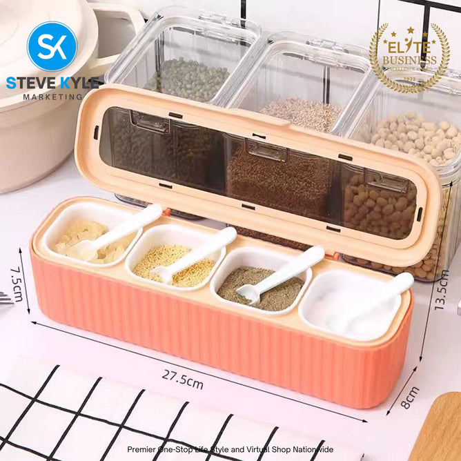 4in1 Seasoning Jar Kitchen Glass Seasoning Bottle and Jar Set