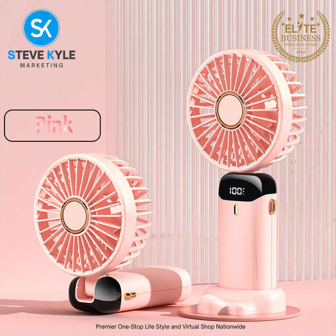 Handheld Portable Folding Fan Multifunctional Digital Display Aromatherapy Fan Neck Rope