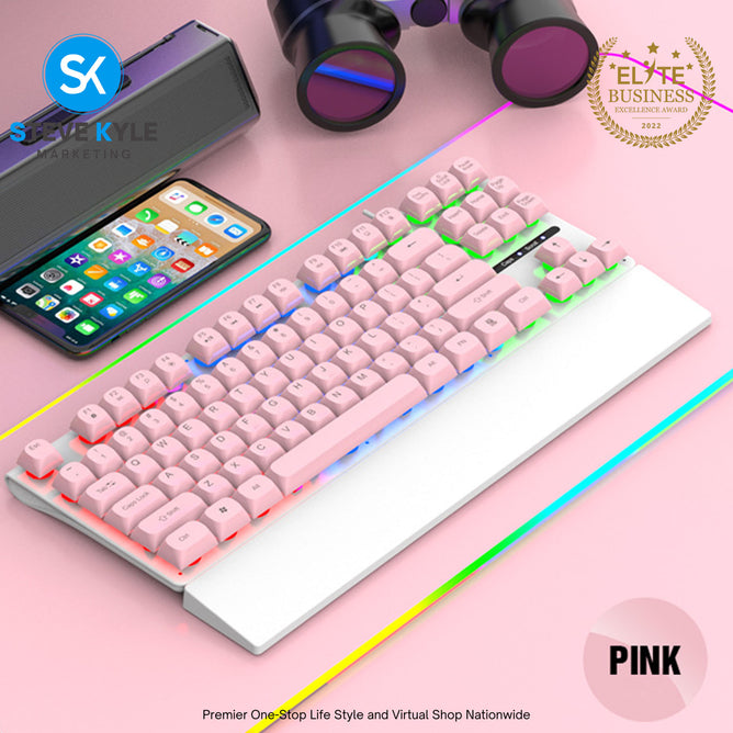 K710 Luminous Mechanical Gaming Keyboard 87 Keys With Removable  Usb Plug And Play Laptop