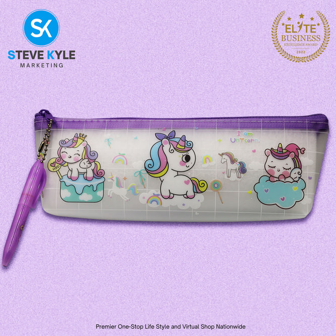 Transparent Pencil Case Large Capacity Pencil Pouch w/ Pen Stationary Supplies