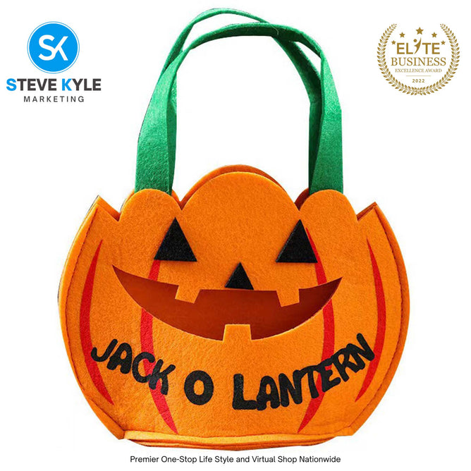 Halloween Candy Bag DIY Portable Tote Gift Bag Trick or Treat Bag for Kids Cute Handle Holiday