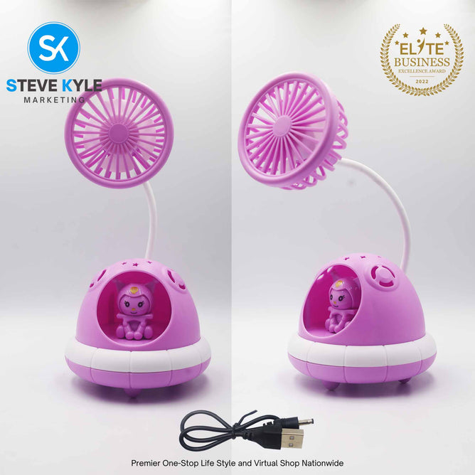 Cute Mini Rechargeable Projection Handheld Desk Fan for Kids Perfect Gift