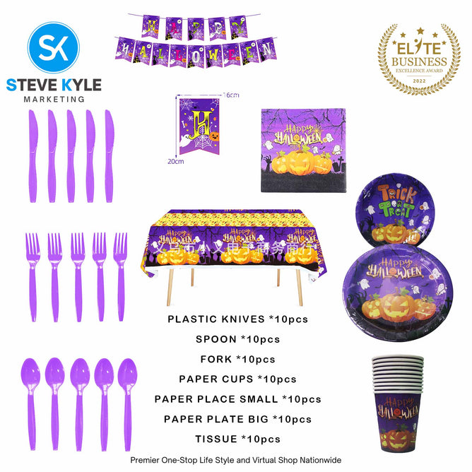 1 Set Halloween Theme Party Tableware for Halloween Disposable Dinnerware Sets for Halloween