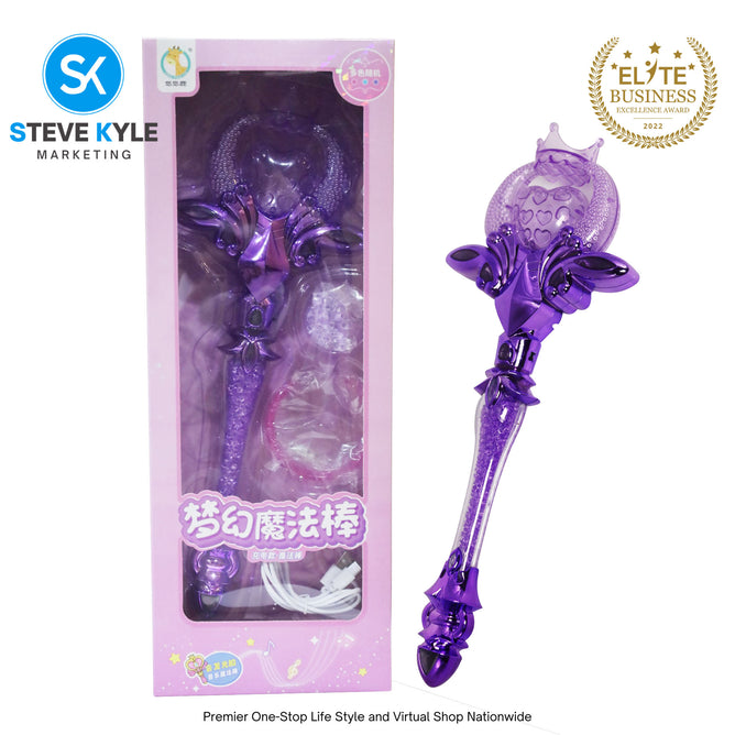 Rechargeble Fairy Tale Lights Sound Magic Wand with Box Pretend Toy Set