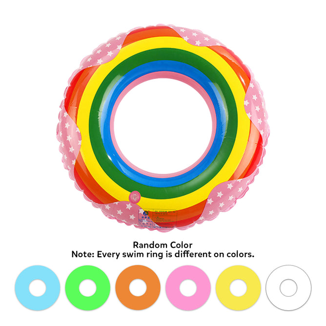 Summer Inflatable Swimming Ring Rainbow Printed Design for Kids & Adult