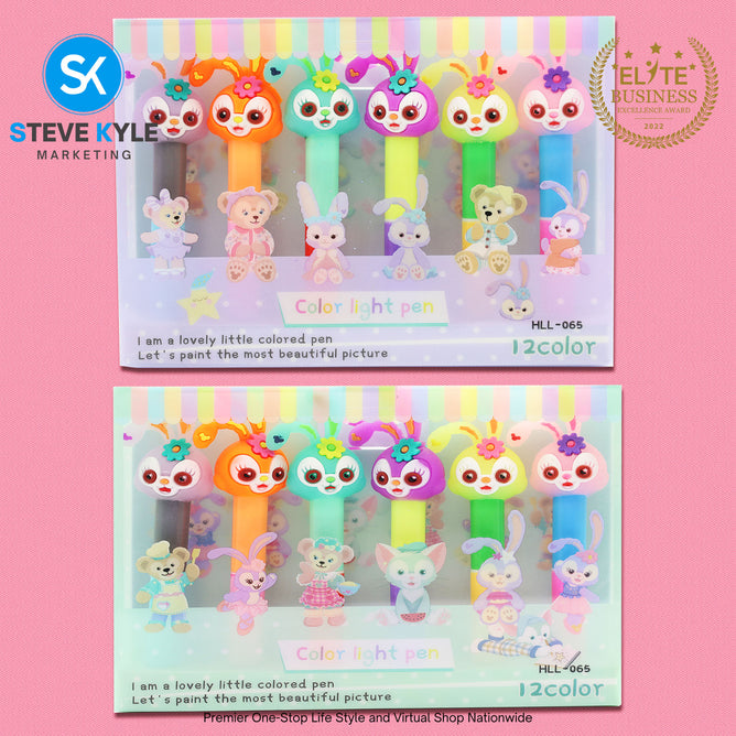 Random Color Light Pens Set of 6 (12 Diff Colors) Stationery Creative Best Gift for Kids