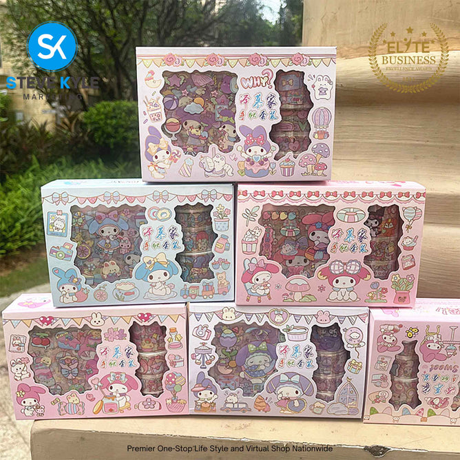 Cartoon Sticker & Tape Random (1 Box Set) Waterproof Kawaii Stationery Supplies
