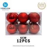 (6CM) 6PCS/12PCS Christmas Ball Set Atmosphere Pendant Decorations