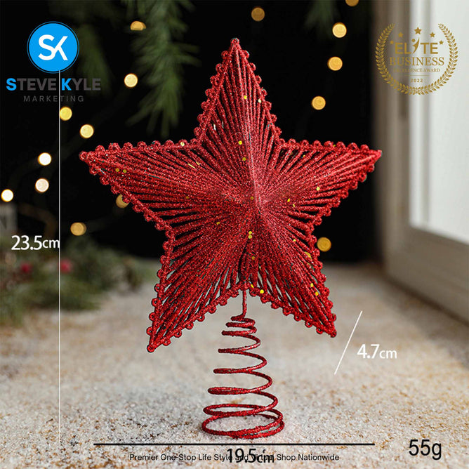 Christmas Tree Top Decoration Glittering Star Hanging Pendant Topper Xmas Tree Decor Ornament