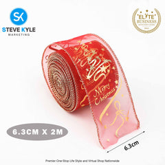 2M/Roll Christmas Christmas Gift Packaging Print Ribbon Christmas Tree Garland Ornament DIY Gift