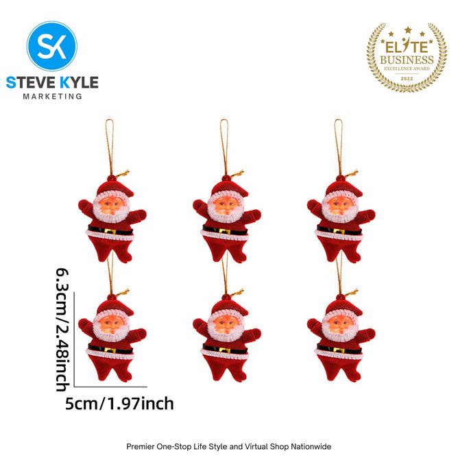Steve Kyle Six Pieces Santa Claus Pendant Figurines For Christmas Tree Hanging Ornament Decoration