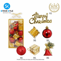 Christmas Tree Decorations Set Hanging Ball Ornaments, Drum Bell, Pendants Box