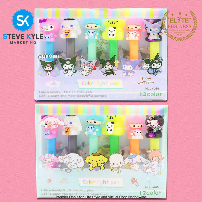 Random Color Light Pens Set of 6 (12 Diff Colors) Stationery Creative Best Gift for Kids