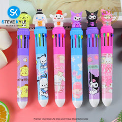 10in1 Cartoon Pen 10 color Retractable Cute Kawaii Ball Student Multi Color Gel Writting Pen