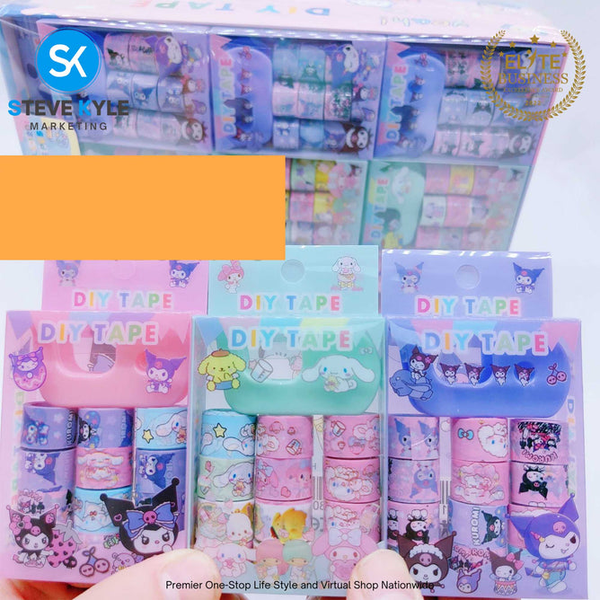 12pcs Assorted Cartoon Tape Sticker DIY Decoration Tape Staionery
