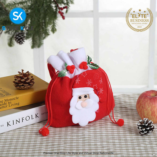 Creative Christmas Gift Candy Bag Cute Christmas Basket Knitted Dolls Santa Claus