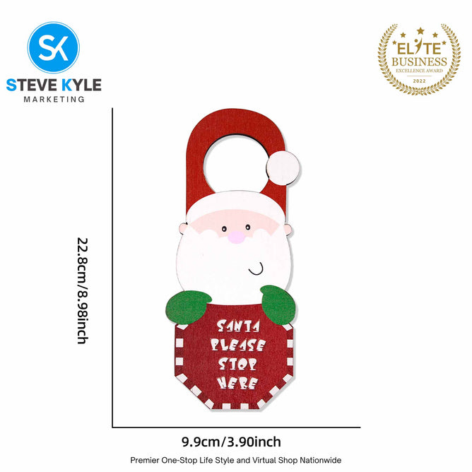 Christmas Doorknob Ornaments Santa Claus Decor Festive Wooden Door Hanger Decorations Perfect Holiday Party Supplies