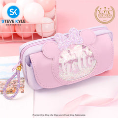 Cat Pencil Case Cute Pencil Bag Three layers Pen Case Kids Kawaii Stationery Bag Cartoon Animals Pen Bag Girls Handbag