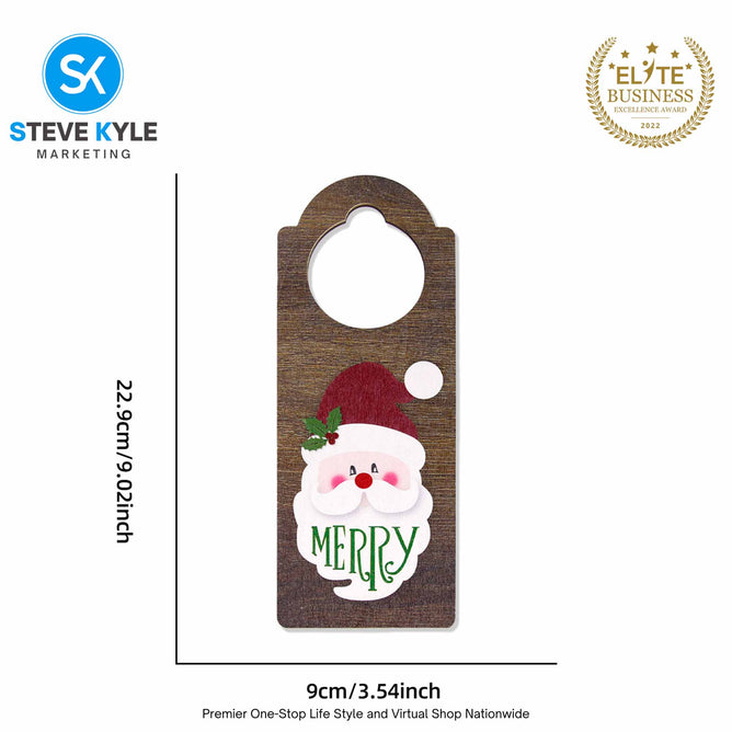 Christmas Doorknob Ornaments Santa Claus Decor Festive Wooden Door Hanger Decorations Perfect Holiday Party Supplies