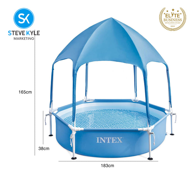 Steve Kyle Easy-Assemble Canopy Metal Frame Pool With Built-In Sprayer Set