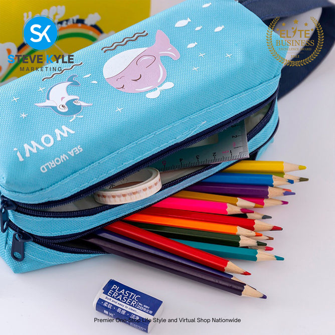 Cute Korean Pencil Cases for Girls Kids Stationery Gift School Supplies Organizer Anime Cartoon Zipper Handbag Pencil Box