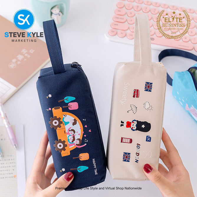 Cute Korean Pencil Cases for Girls Kids Stationery Gift School Supplies Organizer Anime Cartoon Zipper Handbag Pencil Box