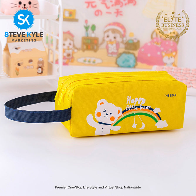 Cute Korean Pencil Cases for Girls Kids Stationery Gift School Supplies Organizer Anime Cartoon Zipper Handbag Pencil Box