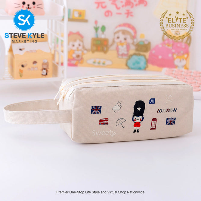 Cute Korean Pencil Cases for Girls Kids Stationery Gift School Supplies Organizer Anime Cartoon Zipper Handbag Pencil Box