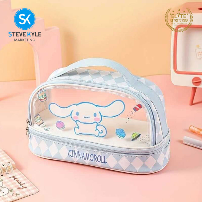 Big Capacity Transparent 2 Layer Pencil Case Kawaii School Students Pencil
