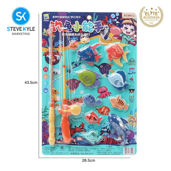 Steve Kyle Interactive Fishing Toy Set with 1 Rod and 9 3D Fish For Kids Bath Play