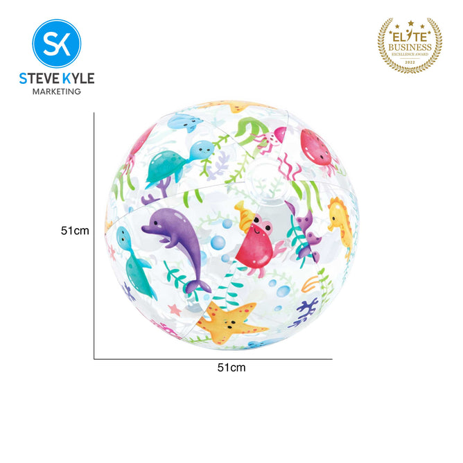 Steve Kyle INTEX Lively Print Transparent Beach Ball 51CM For Kids and Adults