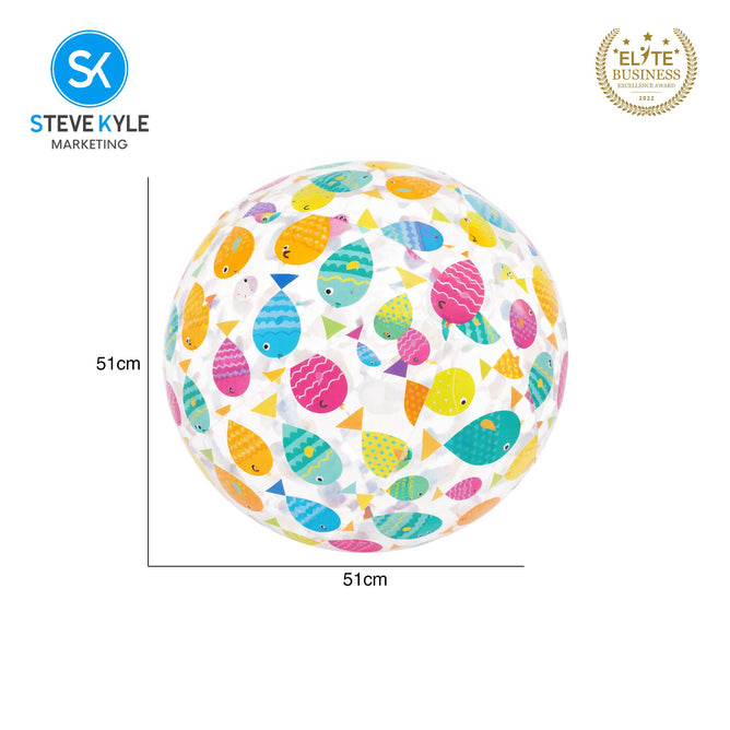 Steve Kyle INTEX Lively Print Transparent Beach Ball 51CM For Kids and Adults