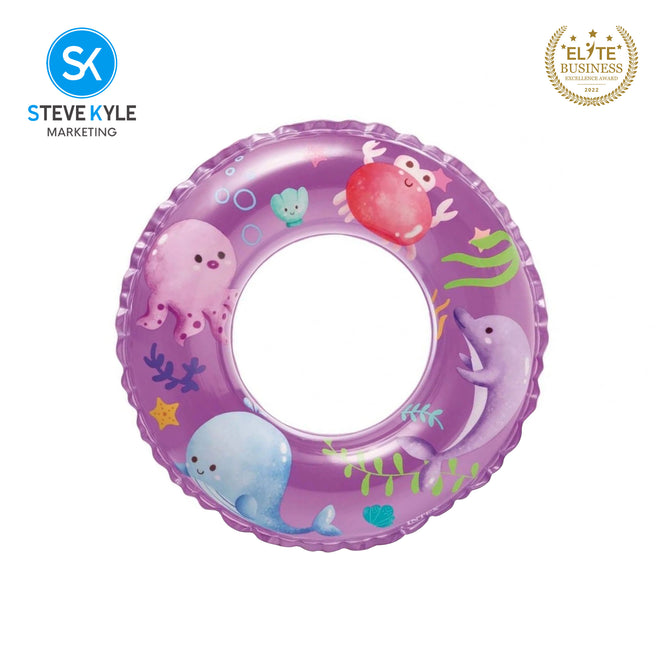 Steve Kyle 24 Inches Inflatable Swim Ring Sea Creatures Mermaid Print For Outdoor Fun