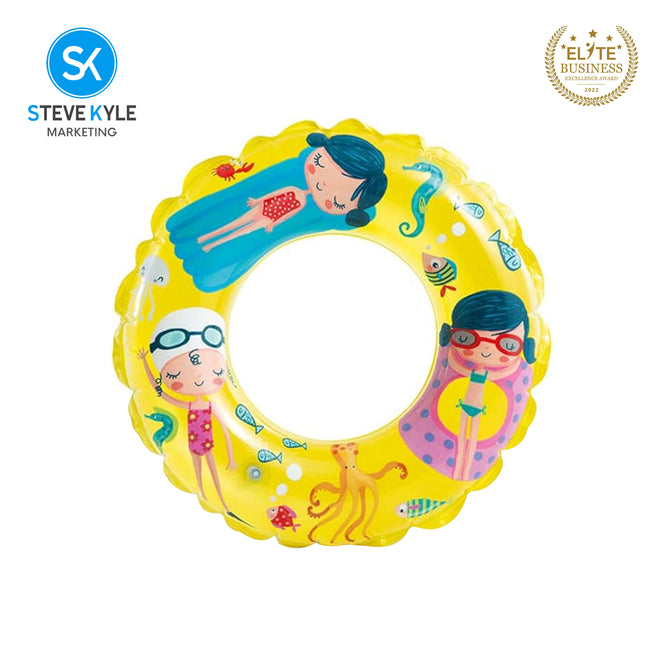 Steve Kyle 24 Inches Inflatable Swim Ring Sea Creatures Mermaid Print For Outdoor Fun