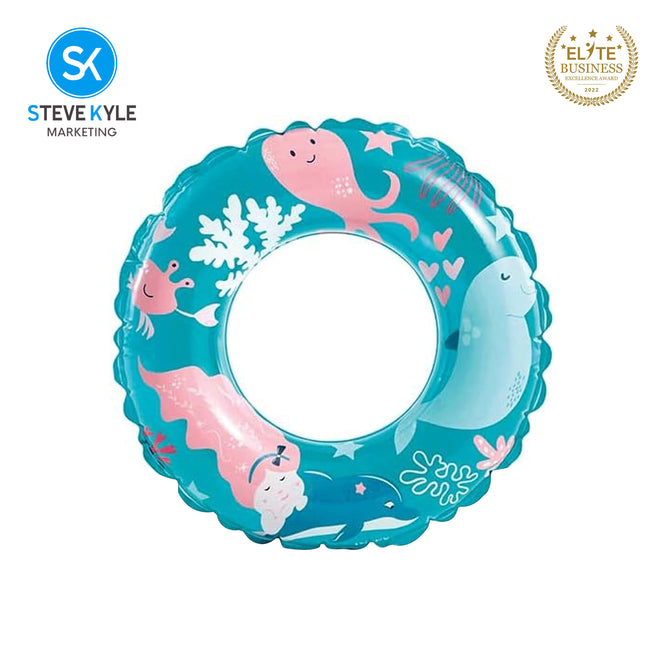 Steve Kyle 24 Inches Inflatable Swim Ring Sea Creatures Mermaid Print For Outdoor Fun