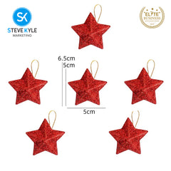 Steve Kyle Six Pieces Christmas Glitter Star Pendant For Holiday X-mas Tree Hanging Ornament Decoration