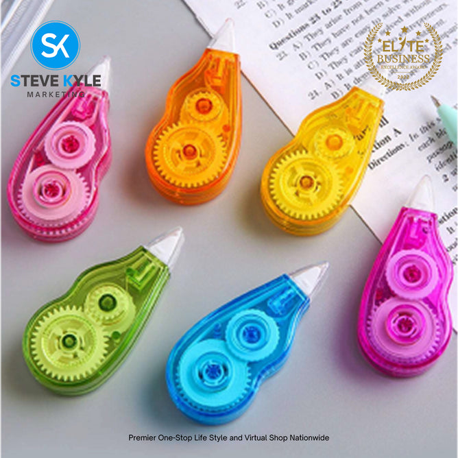 6 Pieces Mini Correction Tape White and Black Color School and Office Supplies