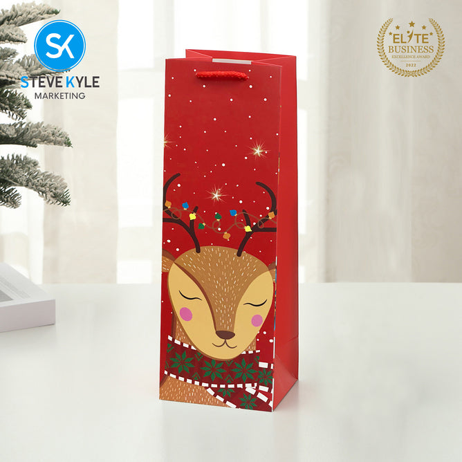 Steve Kyle Rectangular Christmas Wine Gift Bags Hard Paper Flat Tote Bag Decorative Promotions Celebration