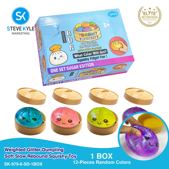 Steve Kyle Simulated Dumpling Squishy Toy Soft Fast Rebound Glitter Face Fidget Squeeze Toy
