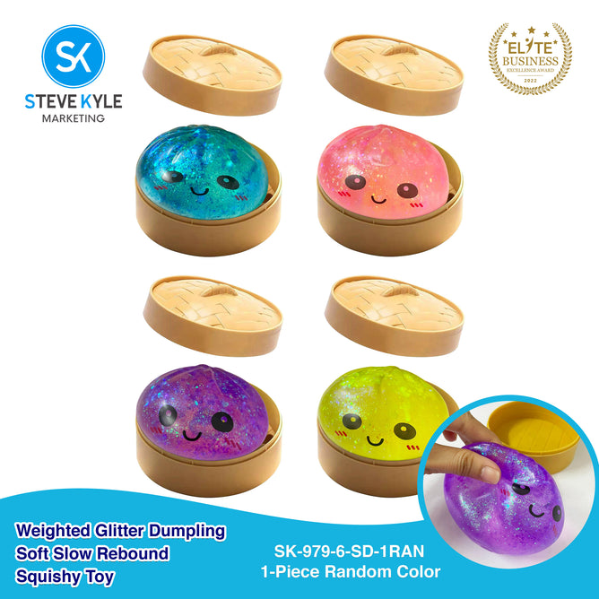 Steve Kyle Simulated Dumpling Squishy Toy Soft Fast Rebound Glitter Face Fidget Squeeze Toy
