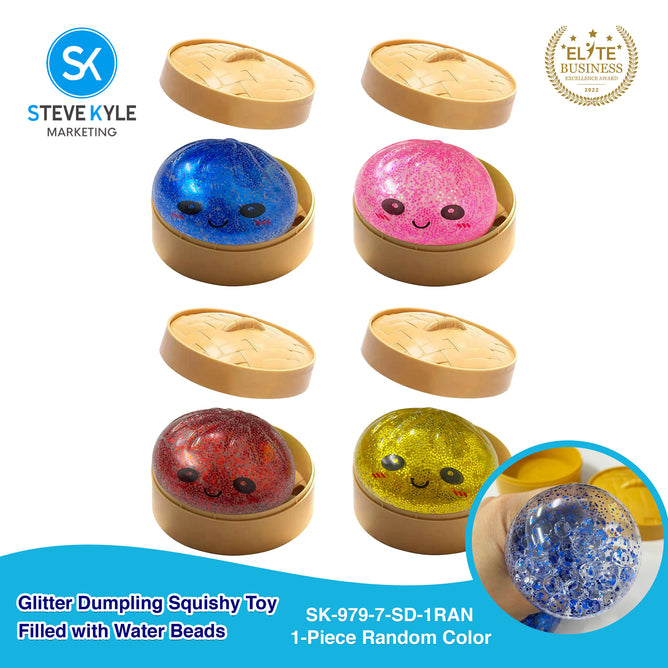 Steve Kyle Simulated Dumpling Squishy Toy Soft Fast Rebound Glitter Face Fidget Squeeze Toy